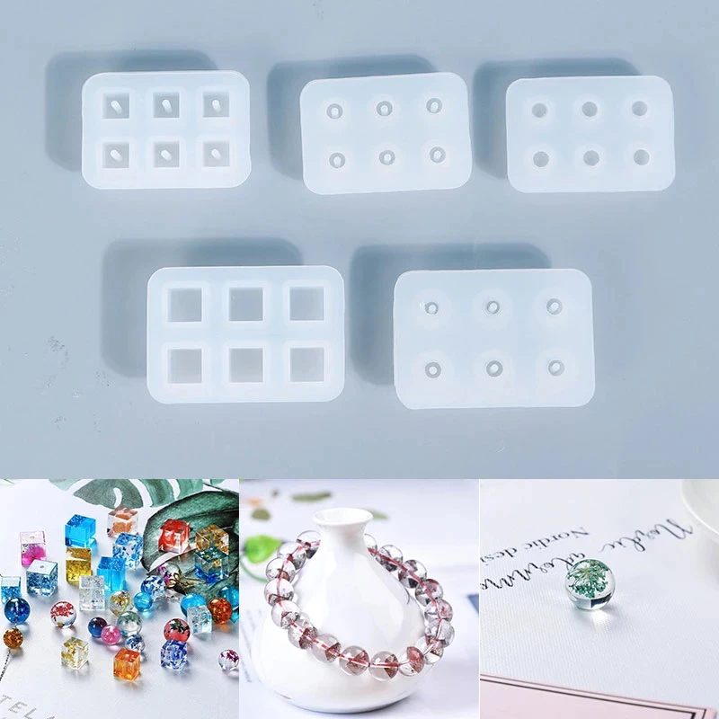 6 Grid Silicone Beads Mold for Handmade Earrings Bracelet Necklace DIY Jewelry Making Casting Mould Cube Ball Epoxy Resin Mold