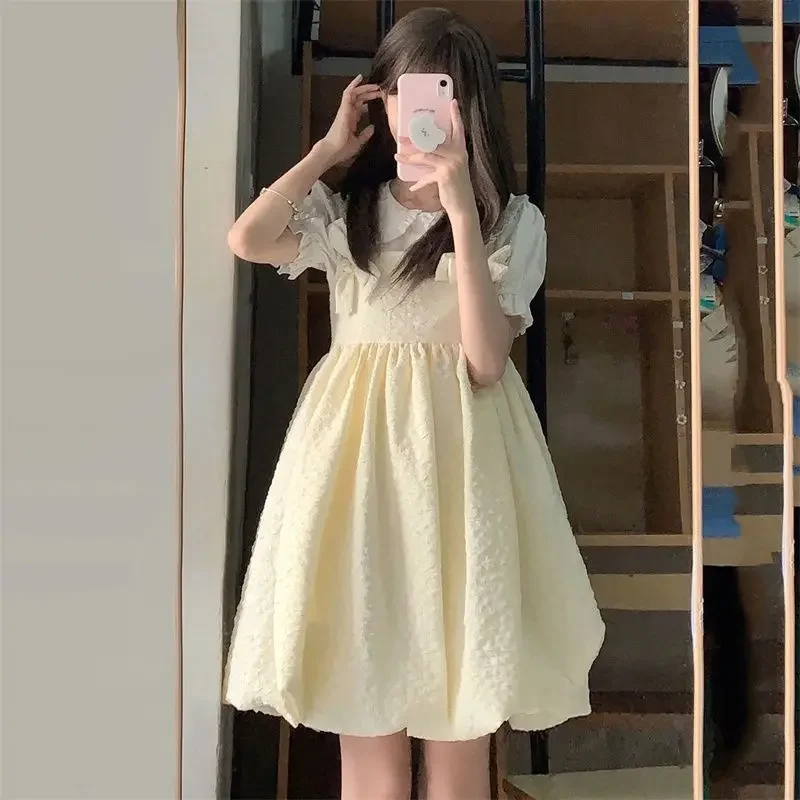 

Женские комплекты, летние милые платья на подтяжках в японском стиле, нежные рубашки с воротником принцессы Питера Пэна, школьницы, эстетические две части