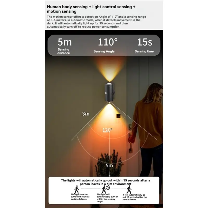 A36T-RGB LED Wall Light Motion Sensor Night Light Rechargeable Magnetic Ambient Night Lamp For Home Decor 4PCS