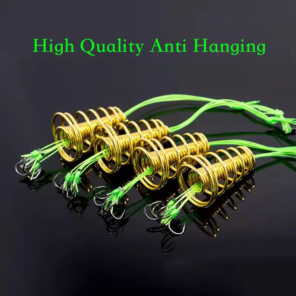 Fishing Hooks 4 Set/Box Explosion 6 Hook Beads Fishing Bait Trap Feeder Cage Sharp Fishing Hooks with Stainless Steel Springs