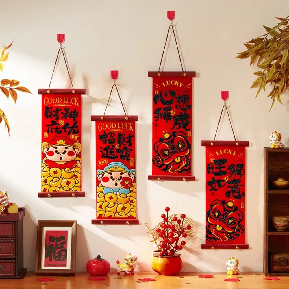 中国風新年福文字ペンダント、伝統的な2025年巳年壁掛け、祝福祭