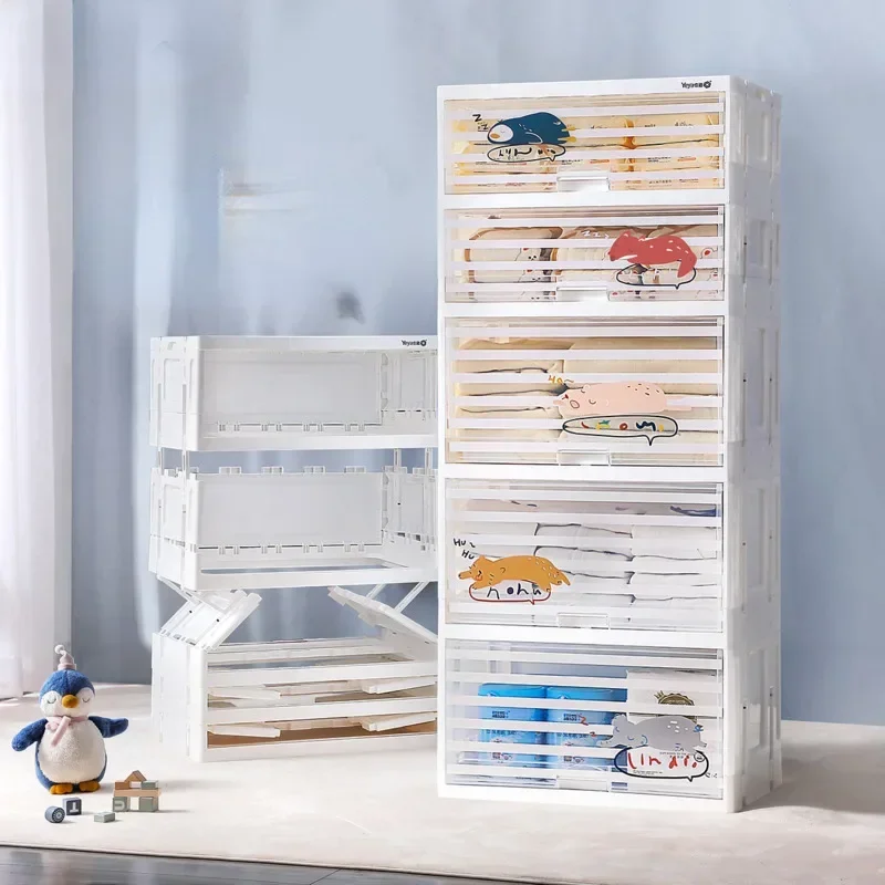 

Folding Storage Cabinet Multilayer Toy Box Children's Organizer Multi-functional Clothes Storage Unit Space-saving Cabinet