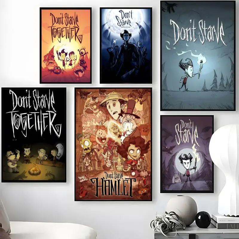 D-Dont S-Starve Survival Game Poster Adesivos de arte de parede autoadesivos à prova d'água, decoração de parede removível para sala de estar e quarto