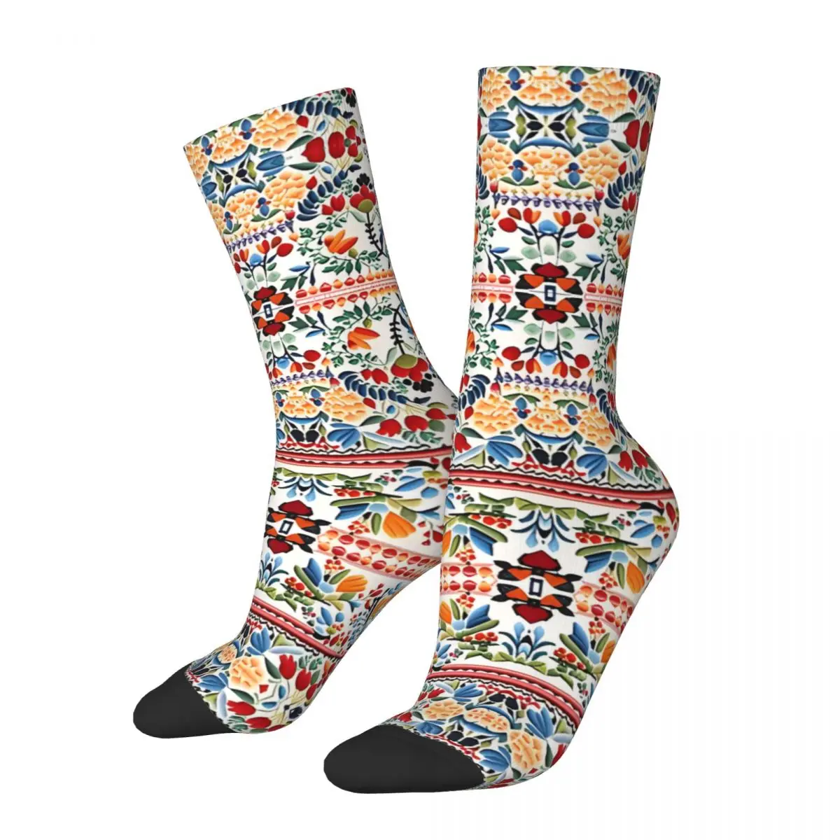 Funny Crazy Sock for Men Palestinian Embroidery Patterns Hip Hop Harajuku Seamless Pattern Printed Boys Crew Sock Casual Gift