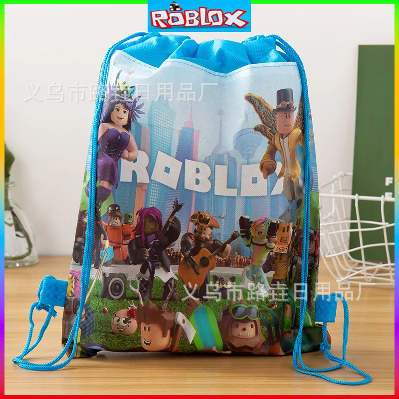 Roblox Non-woven Storage Drawstring Drawstring Drawstring Backpack Bag Schoolbag Lightening Zipper Shoulders Drawstring Bag