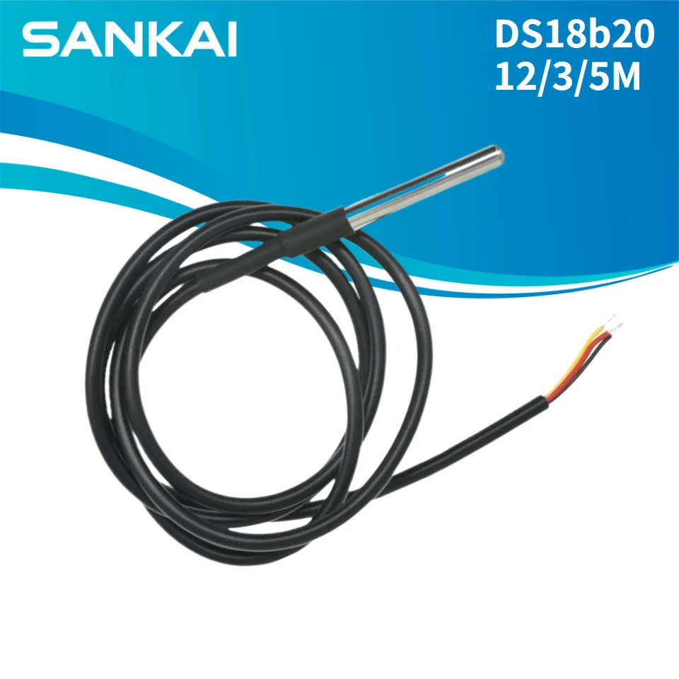 Stainless Steel Waterproof DS18b20 12/3/5M Thread Temperature Probe Temperature Sensor 18B20 Cable For Arduino