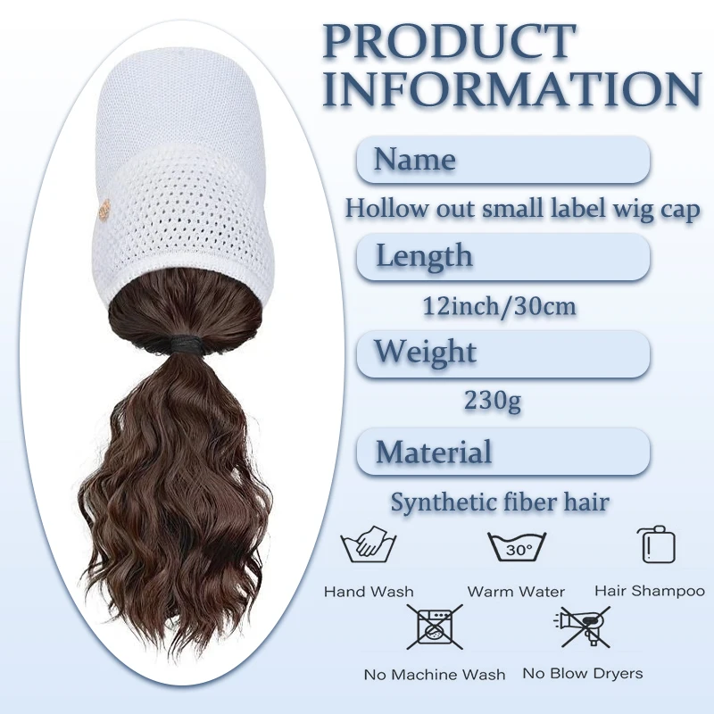 Hat wig integrated hollow out small label women's summer fashion sun shading breathable simulation short curly duckbill hat
