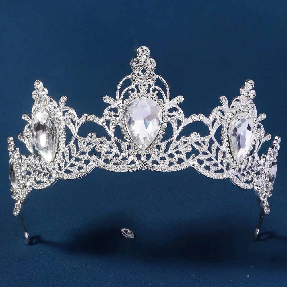 Temperament Shiny Baroque Crown Luxury Exquisite Princess Tiara Headwear Hair Ornaments Rhinestone Crown Party