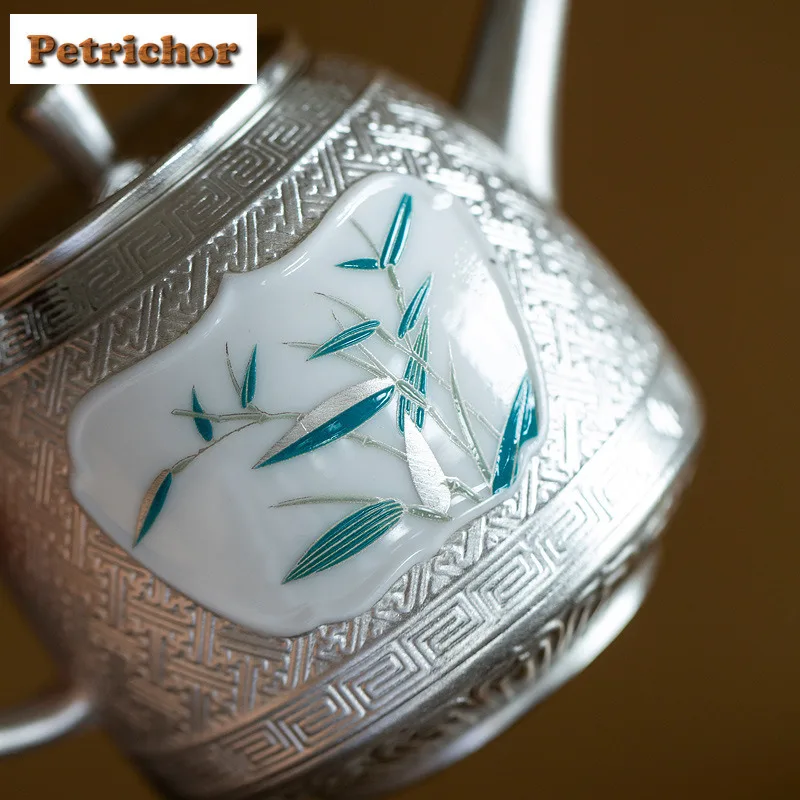 170 مللي نافذة فضية مذهبة إبريق شاي من الخيزران أنيق الشاي Infuser وعاء صانع الشاي غلاية مع ثقب الكرة Teaware اكسسوارات هدية الحرفية