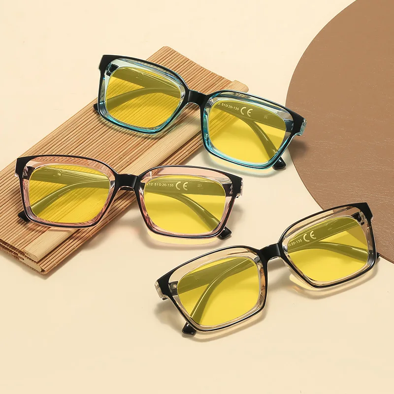 

Men's Women's New Retro Square Frame Night Vision Glasses Neutral Fashion Flat Glasses Neutral Fashion Anti-Blue Light Glasses