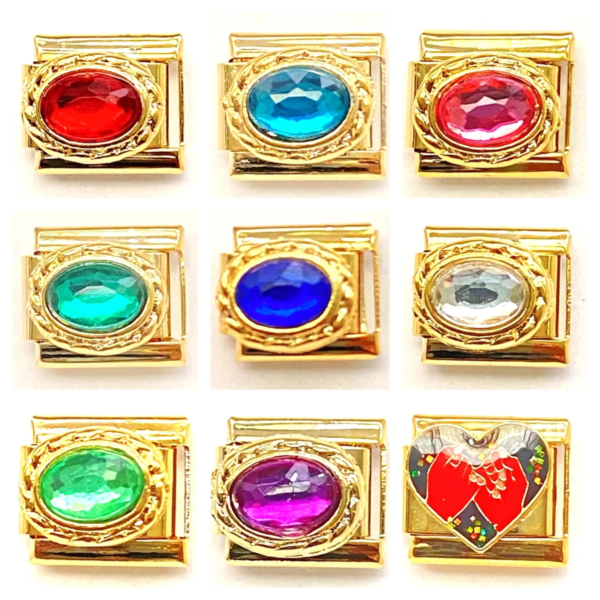 وصلات جذابة إيطالية من الستانلس ستيل مرصعة بالزركونيوم المكعّب للنساء ، لون ذهبي ، صناعة الأساور بنفسك ، مجوهرات ، بيع بالجملة ، 9 *