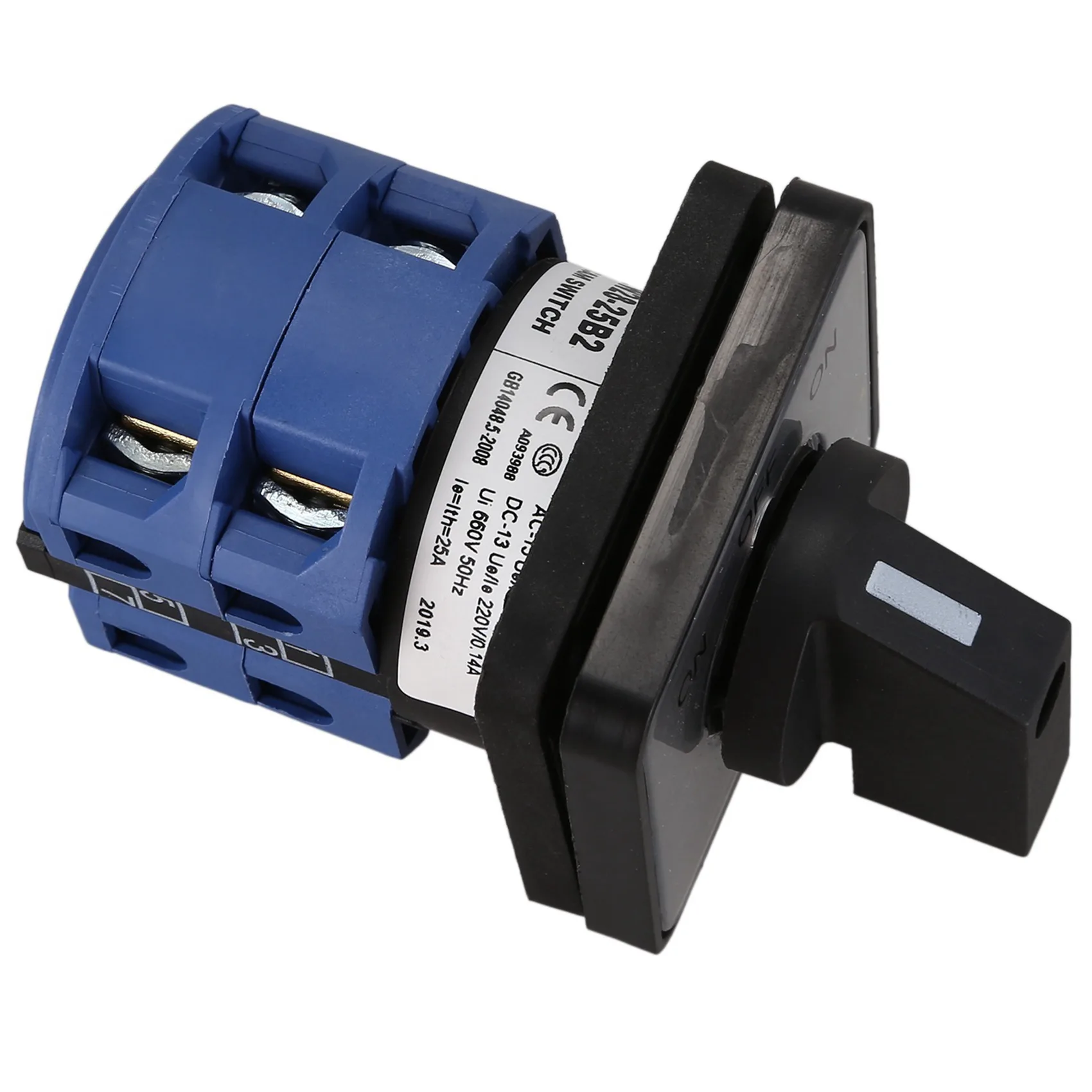 ABVT-2X AC660V 25A 2-Pole 3-Position Momentary Plastic Rotary Changeover Switch Blue+Black