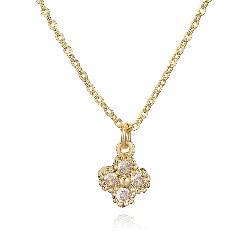 HECHENG, 18K Gold-plated CZ Stone Exquisite And Compact Flower Shaped Women\'s Necklace Collarbone Chain Dropshipping