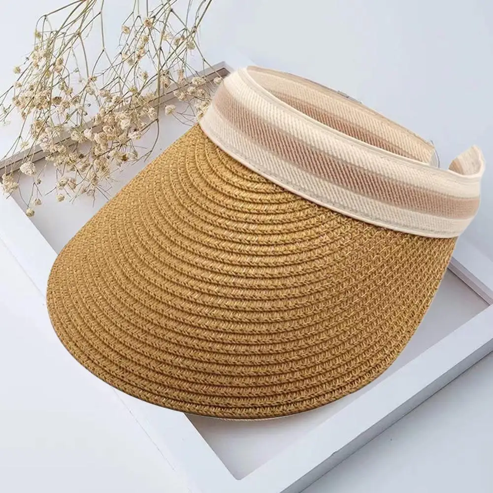 Summer Empty Straw Hat Beach Sunscreen Visor Cap UV Protection Big Brim Sun Hats Hand Woven Caps Sun Protection Hat