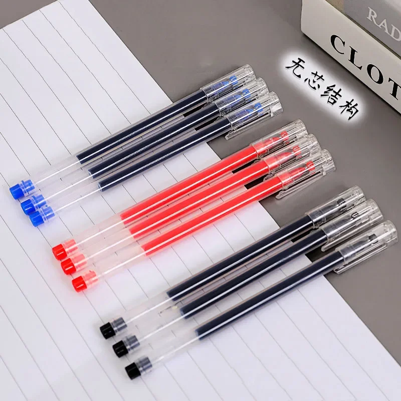 10pcs/set Large Capacity Gel Pen Simple Diamond Head Transparent Office Signature Pen Student Writing Pen 0.5mm