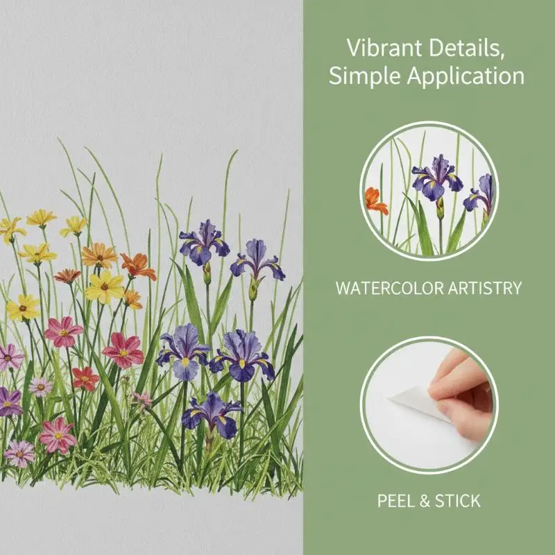 Floral Bathroom Sink Backsplash Sticker Waterproof Self-Adhesive Removable Easy Clean for Kitchen Counter Protection