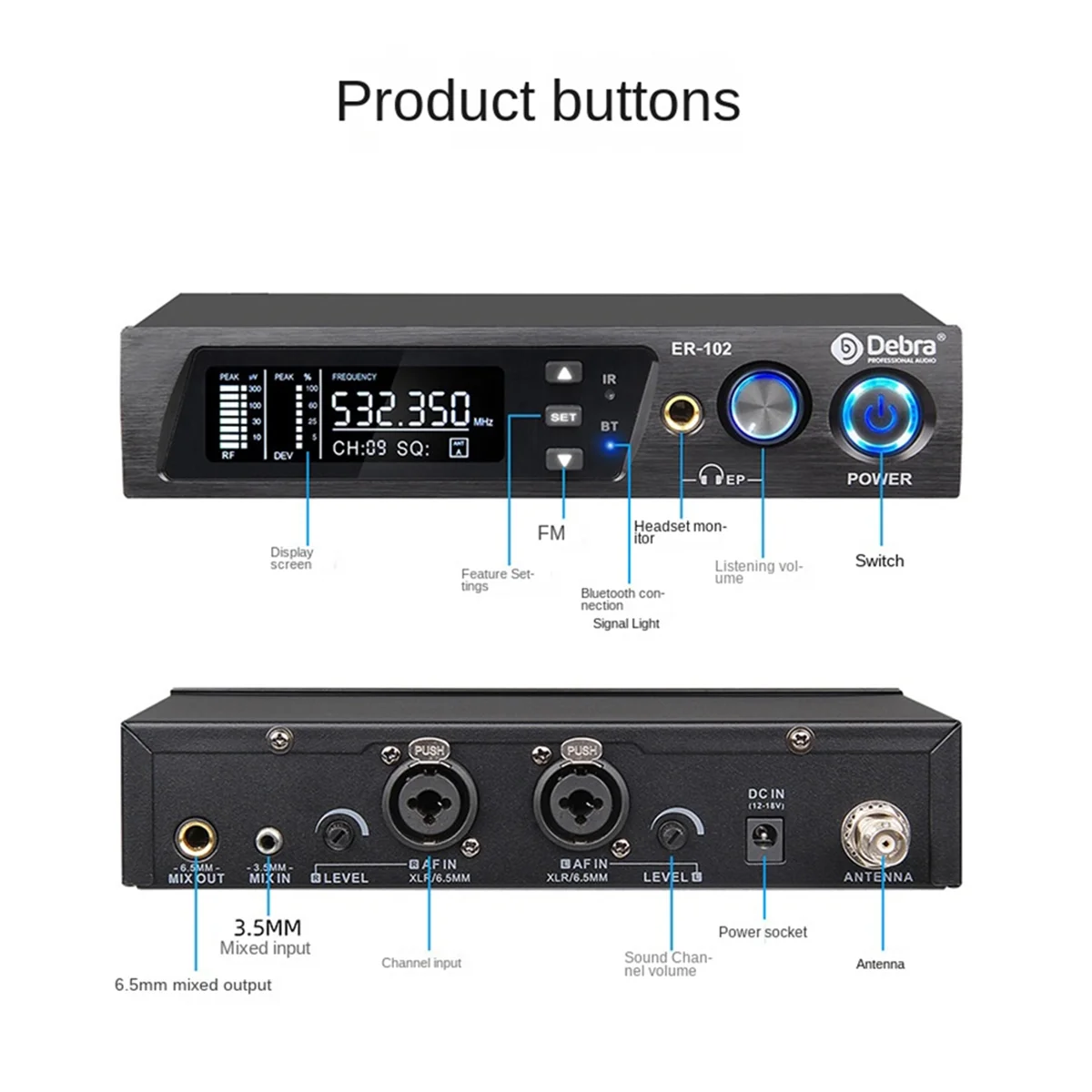 X62A_DEBRA PROFESSIONAL AUDIO UHF Wireless Monitoring System US Plug