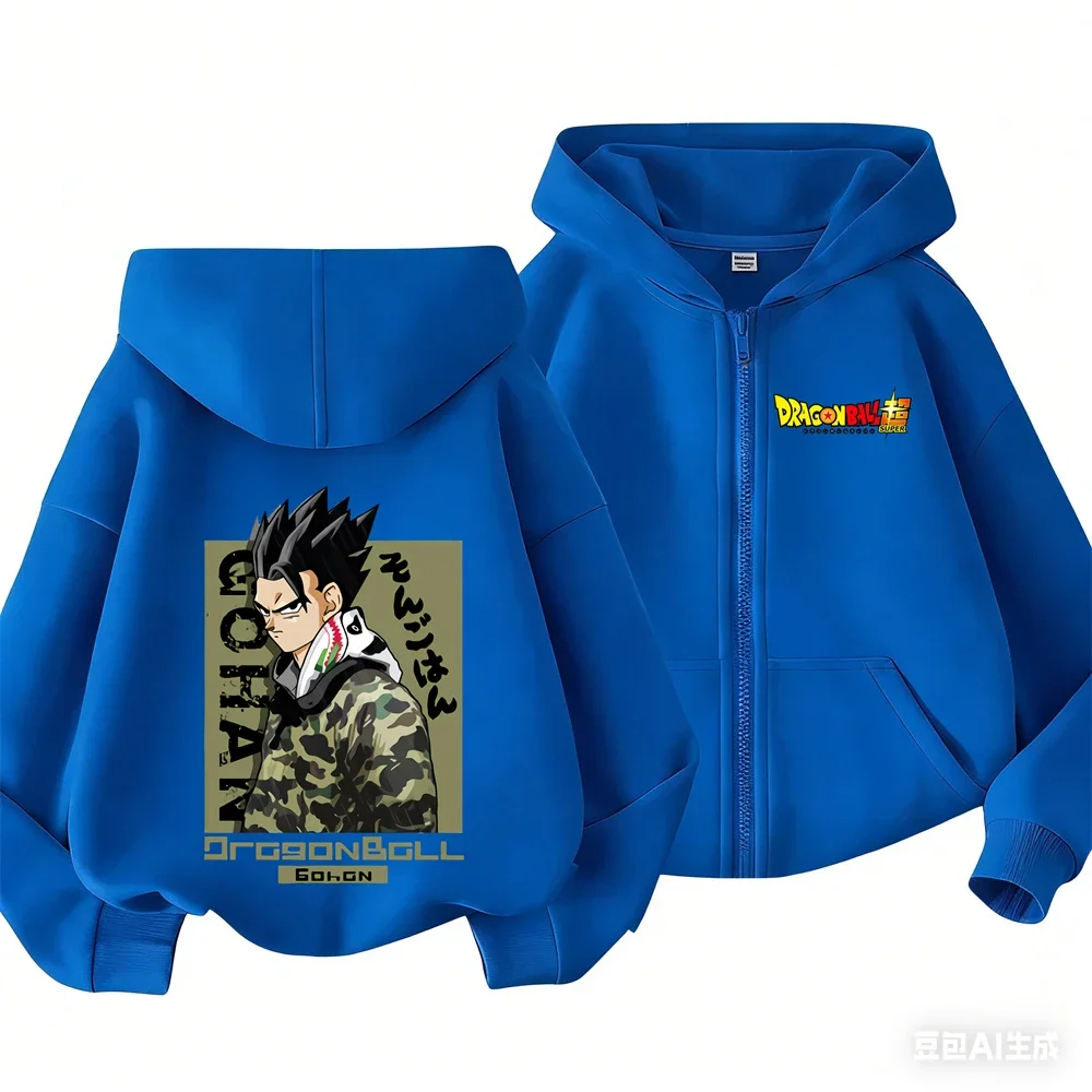 

2026 New Kids Dragon Ball Zipper Hoodie Goku Kakarot Super Saiyan Anime Boys Clothes Girls