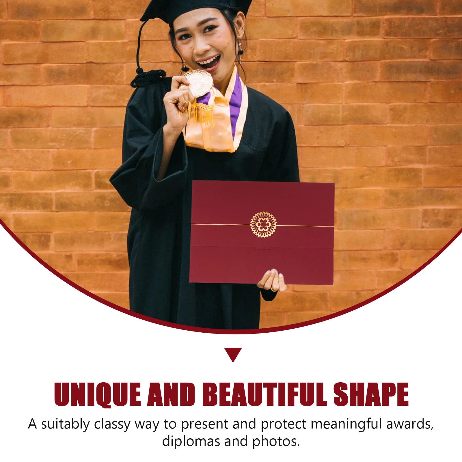 

2pcs Certificate Gold Stamping Diploma Holder Paper Award Cover For Documents Protection Document Cover Folder