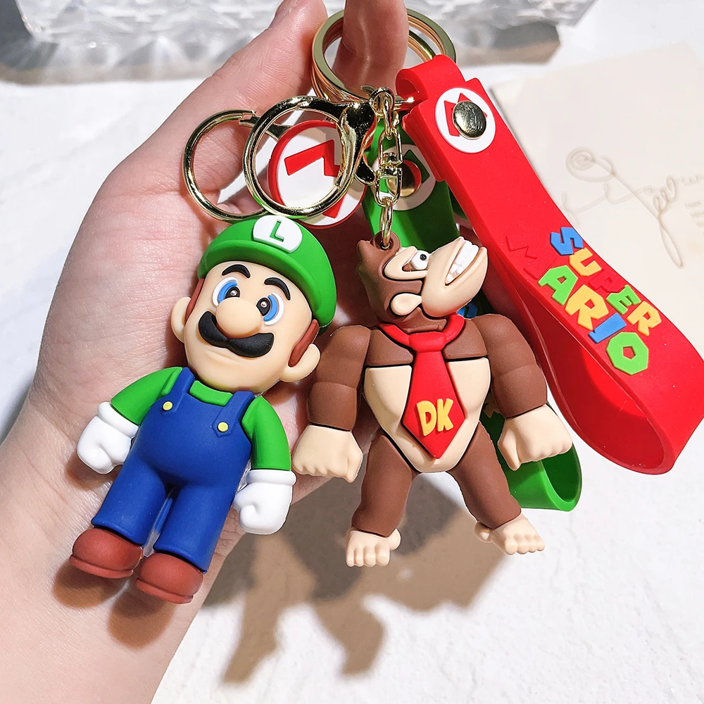 6 style Keychain Mario Bros Luigi Super Mario Toad Yoshi Bowser Action Figure Model PVC Cartoon Bag Doll Pendant Toys Gift