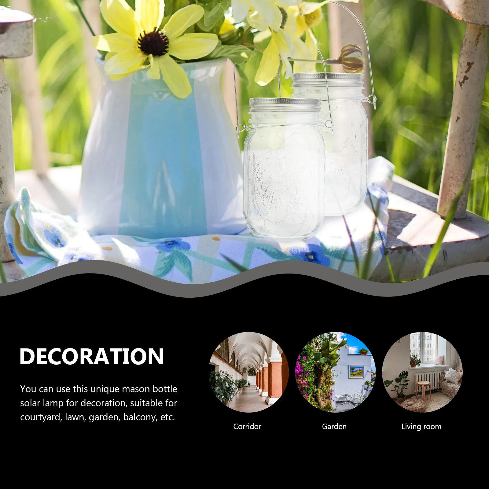 

2Pcs Glass Jar Light String Creative Can Shape Lamps for Outdoor Garden Patio Decoration Jar Light Bottle Lamp