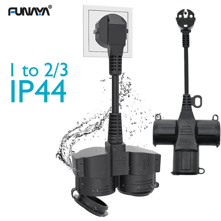 

FUNAYA EU Dual Socket Extension Cord 1 To 2 VDE European 1/2 Way 2-IN-1 AC Power Cord Outdoor Extension Cable IP44 Irrigation