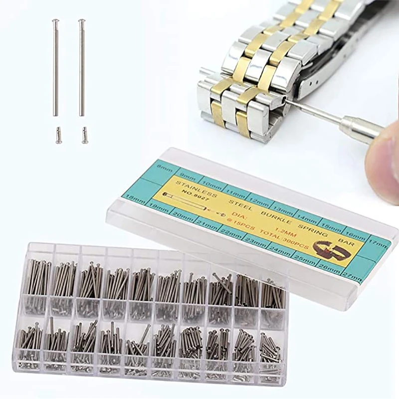 300 Pc Watch Repair Kit Raw Ear Rod Watch Fixed Shaft Clasp Buckle Parts Table Repair Tool For Strap Connecting Shaft