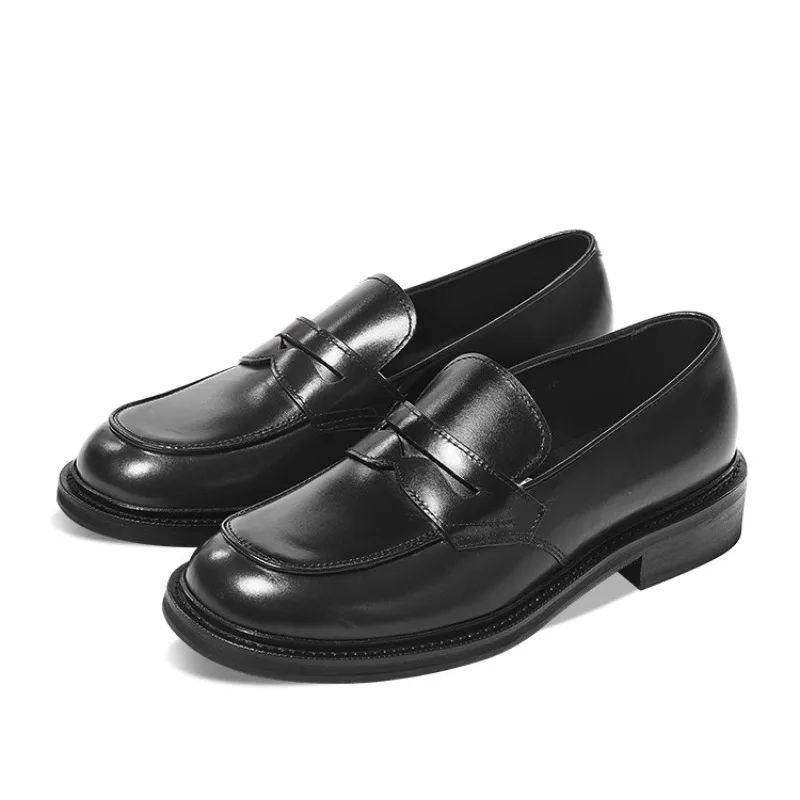

Handmade Men Flats Casual Leather Shoes Luxury Fashion British Business Formal Shoes Premium Cowhide Slip-on Loafers