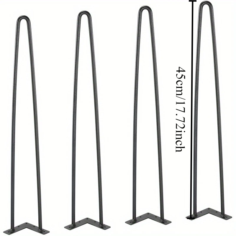 4 Pieces Heavy Duty Metal Hairpin Legs - Industrial Table Legs, 500 lbs/226.8 kg, for Coffee Tables, Desks, Bedside Tables