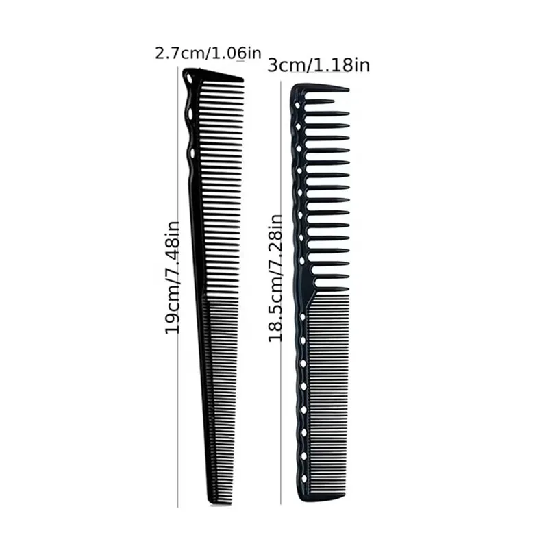 2Pcs Barber Hair Cutting Comb Set Anti-Static Edge Corner Comb Flat Haircut Styling Trimming Tools Hairdressing Dense Teeth Comb