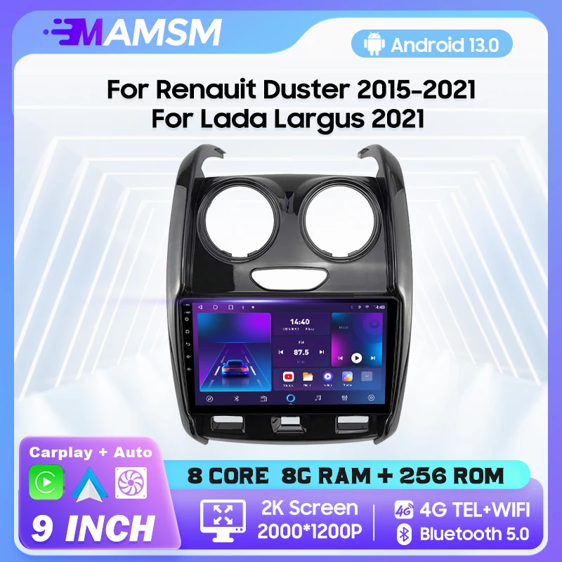 MAMSM Android13 Car Radio For Renauit Duster 2015-2021 Lada Largus 2021 Multimedia Video Player Navigation Stereo GPS 4G Carplay