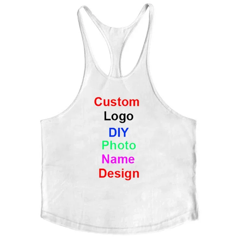 DIY Logo Bodybuilding Stringer Tank Top Photo Name Design Summer Fitness Mens Gym Clothing Customized Cotton Sleeveless Shirt