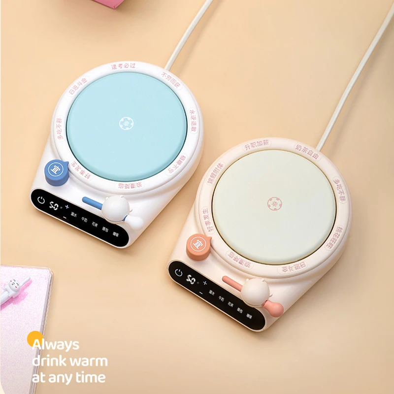 Posavasos cálido, Panel calefactor extendido, sin ruido, calentamiento rápido de leche con posavasos calefactable con rueda de la suerte de pescado de madera para aliviar el estrés