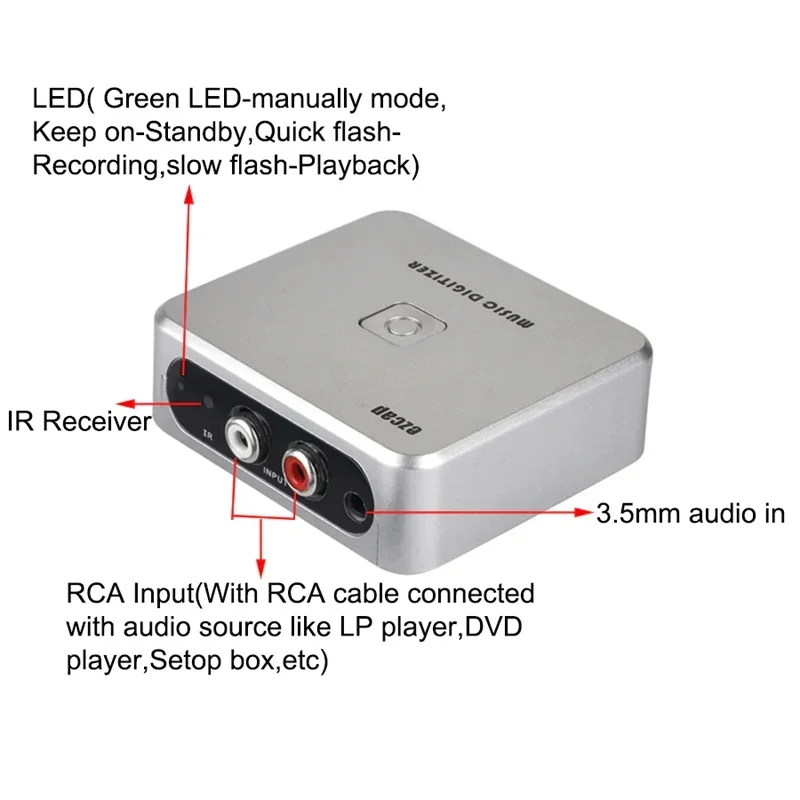 EZCAP241 Music Digitizer Audio Capture Recorder Box Convert old Analog Music to MP3 Support USB drive or For SD card EZCAP 241