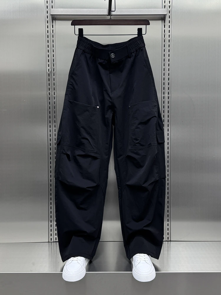 

Модные летние легкие рабочие брюки-карго свободного кроя с широкими штанинами, больших размеров, струящиеся, в стиле парашютиста, для мужчин