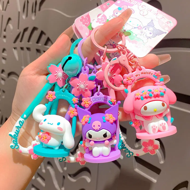 Genuine Sanrio Keychain Kuromi Cinnamoroll My Melody Key Chain Cute Ornament Pendant Women Bag Car Keyring Girl Birthday Gift