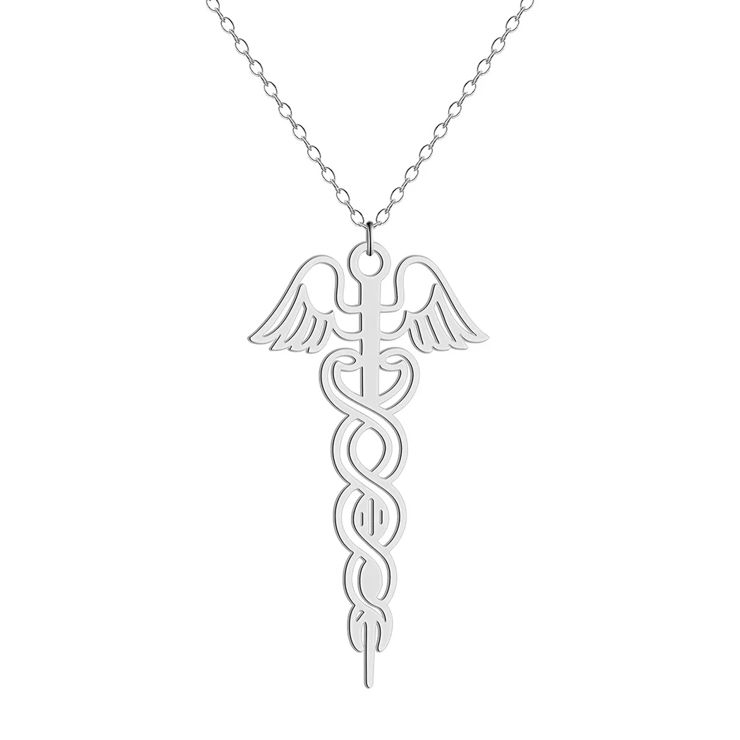 Exquisite stainless steel Caduceus Pendant of Health Necklace of God jewelry Christma gift girlfriend