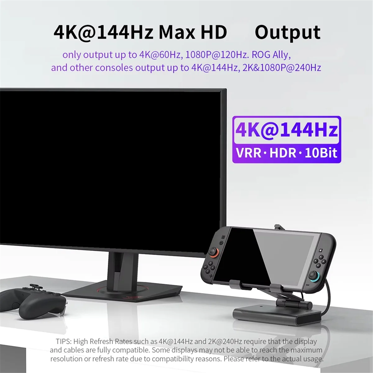 محطة إرساء Y34A للتبديل 2، مروحة تبريد مزدوجة، 4K@60 هرتز، إيثرنت 1000 ميجابت في الثانية، قاعدة شحن سريعة 100 وات للتبديل 2