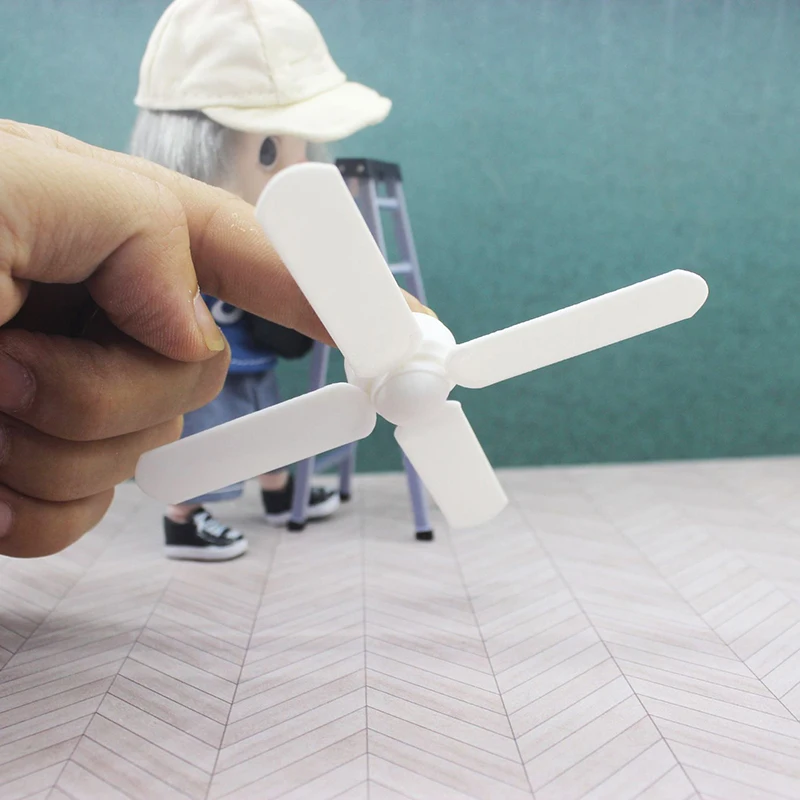 

1:12 Dollhouse Miniature Ceiling Fan Electric Fan Model Doll Home Mini Appliances Home Decor Micro Scene Construction Props