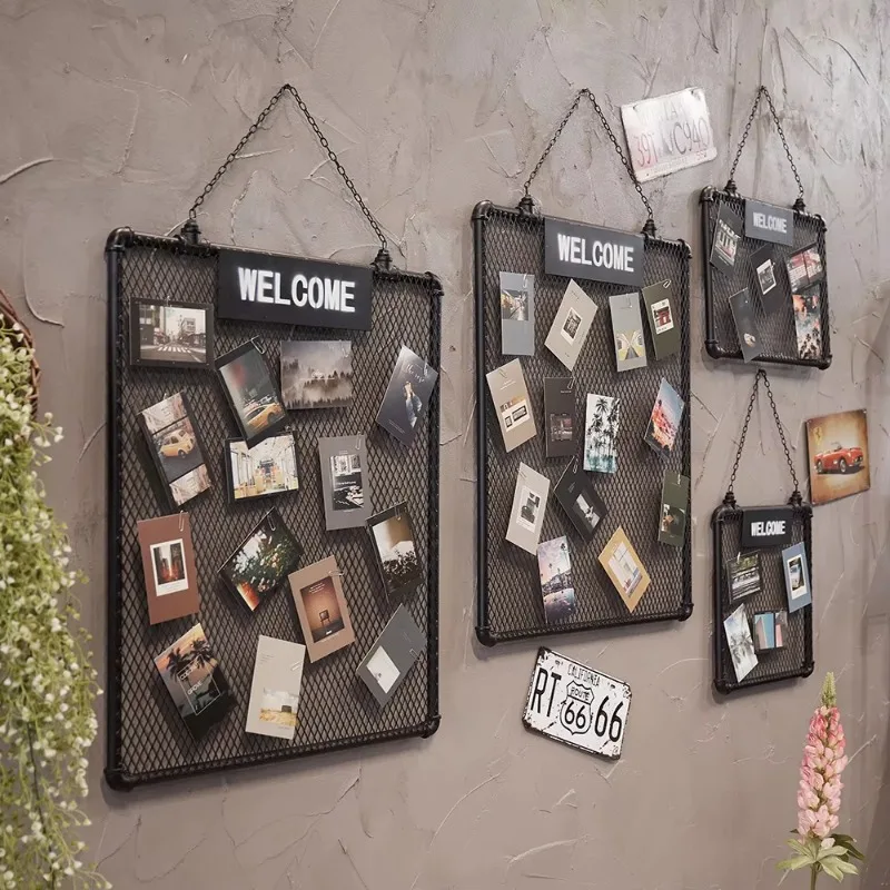 

Industrial Photo Wall, Iron Mesh Picture Frame, Café and Bar Decor, Creative Photo Hanging Display