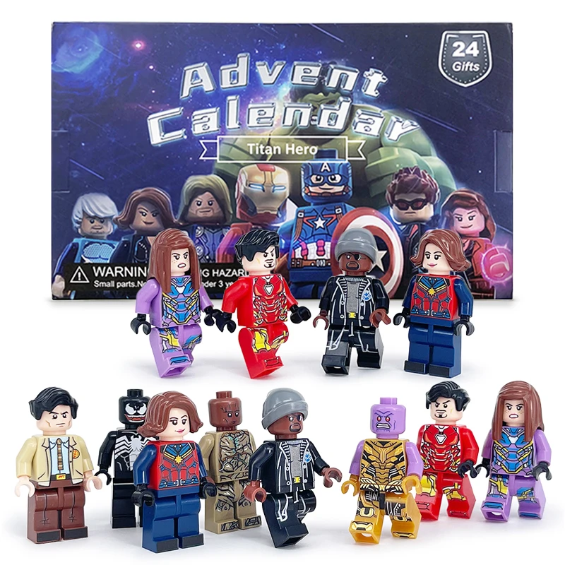 Caja de calendario de Adviento de Marvel de Disney, 24 unidades/juego, modelo de figura de acción de Anime, calendario de Adviento de Navidad para niños, juguetes de cuenta atrás