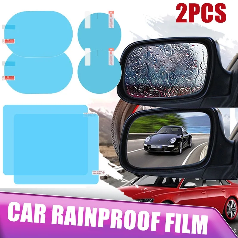 Film pelindung kaca spion mobil, 2 buah, Anti kabut, membran, Anti silau, tahan air, tahan hujan, Film bening stiker mobil