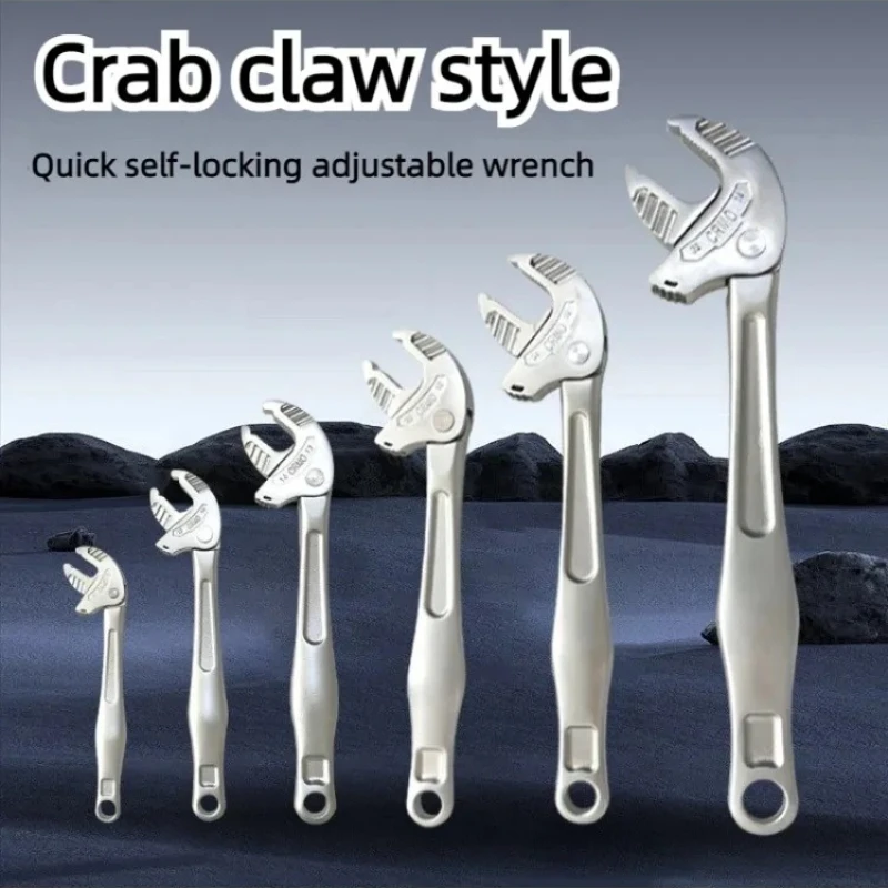 Chave de Tubo Industrial Reforçada com Catraca Ajustável Tipo Garra de Caranguejo e Mandíbula Larga para Ferramenta de Reparo Automotivo, Hidráulica e Industrial