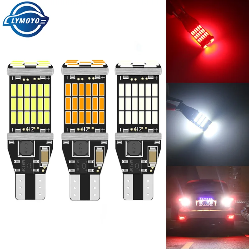 

10 шт. автомобильная сигнальная лампа T15 W16W 921 912 920 светодиодная лампа 45LED супер яркий фонарь заднего хода резервный парковочный фонарь