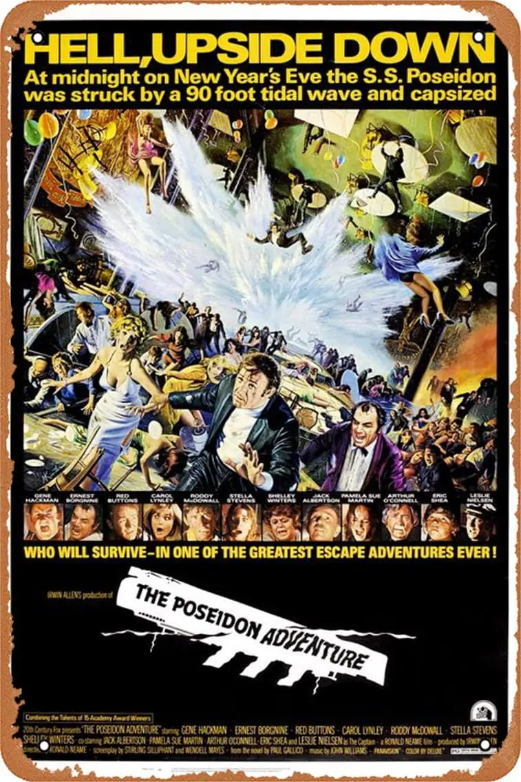 Retro The Poseidon Adventure Metal Sign Vintage Look Kitchen Signs Wall Decor 1972 Movie Poster Bar Decorations Funny Tin Art Pl