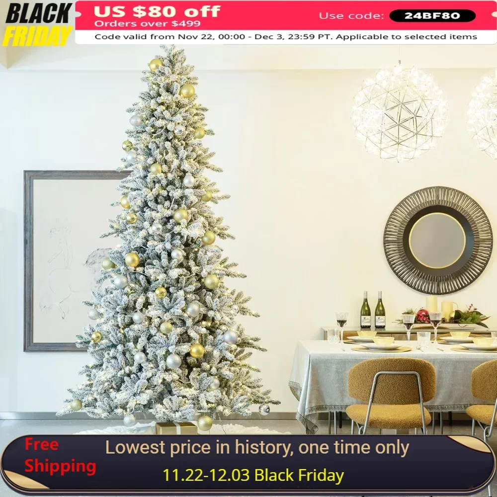 

10FT Large Artificial Christmas Tree with 950 Warm White Lights and Metal Stand-Covered Some Glitte,Christmas Tree