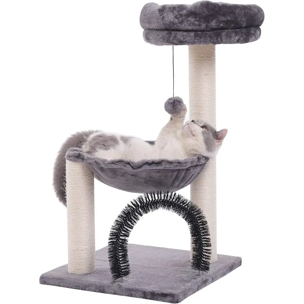 

Indoor Cats, 27.8 Inches Multi-Level Cat Tree with Scratching Posts Plush Basket & Perch or Play Rest, Cat Activity Tree with Da