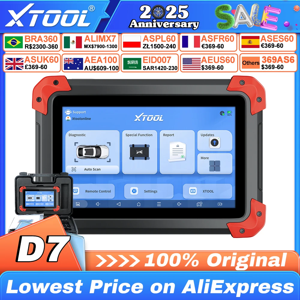 XTOOL D7 Auto Diagnostic Tool ECU Coding Active Test All System Scanner OBD2 Key Programming Scan with 36+ Services CANFD