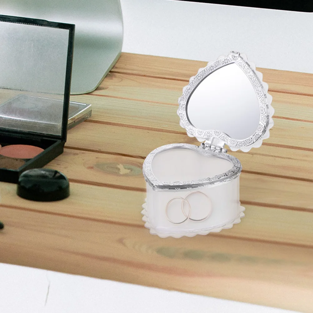 2 قطعة صندوق مجوهرات على شكل قلب حقيبة تخزين صغيرة للسفر منظم مجوهرات محمول تخزين مدمج لسطح المكتب والأقراط والقلائد