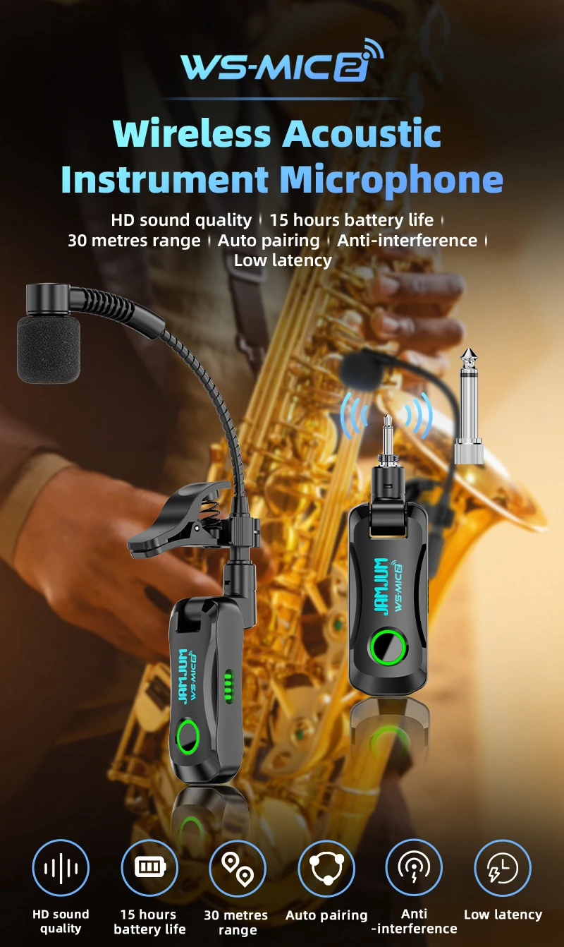 Wireless Acoustic Microphone for Saxophone 6.35-3.5 Audio Jack Great Accessories for Saxophone Players view 5